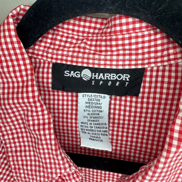 Sag Harbor women’s medium gingham printed button down blouse - Picture 3 of 3